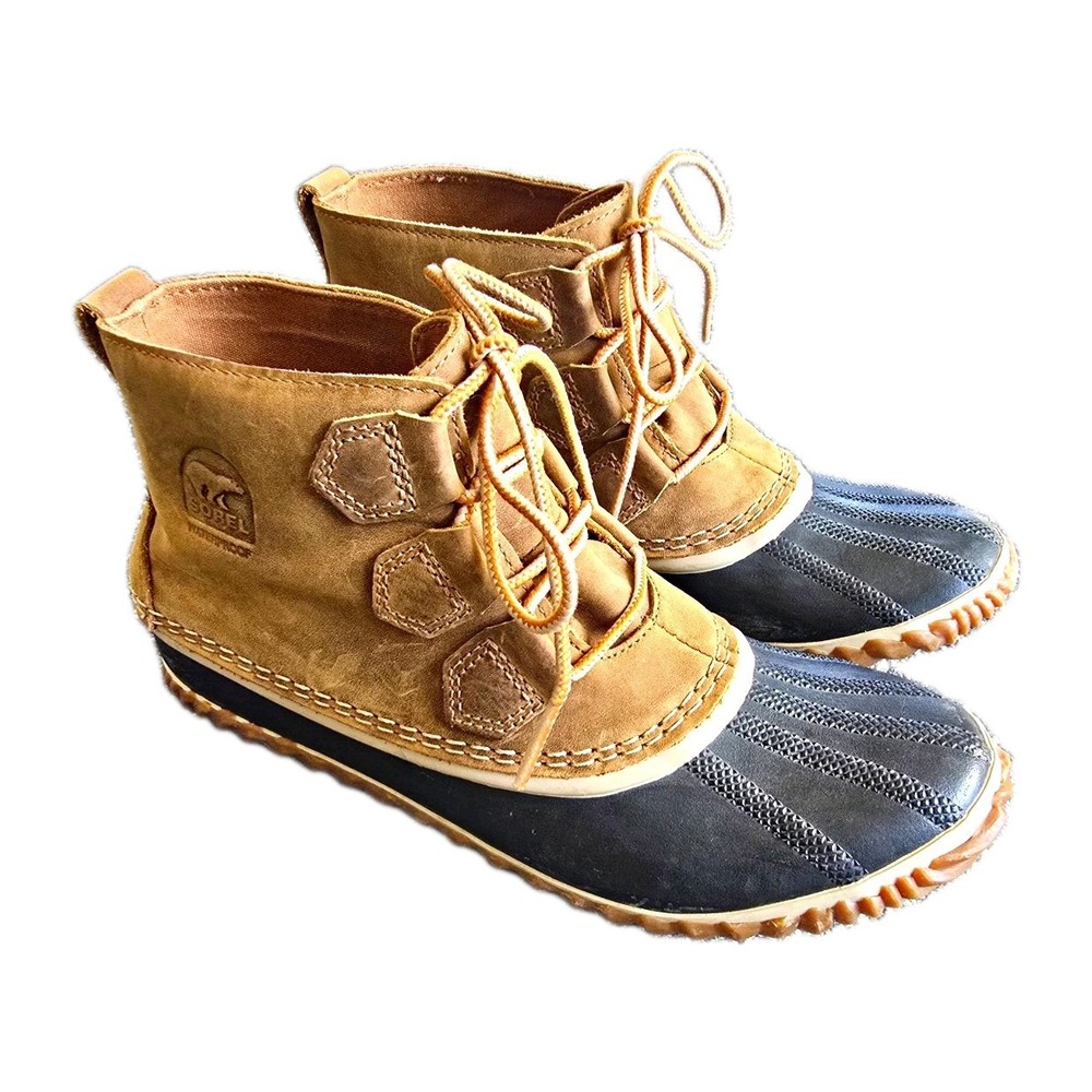 SOREL Out 'N About Waterproof Leather Ankle Duck Boots – Women's Size 9